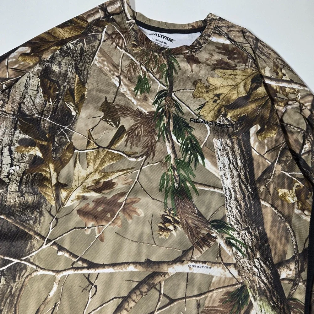 Realtree Shirt Mens XL Extra Large Long Sleeve Woodland Camo Active Hunting